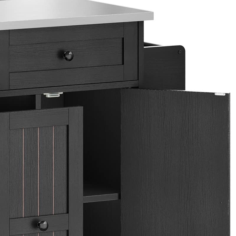 Moasis Mobile Kitchen Island Cart with Stainless Steel Ffolding Tabletop and Storage
