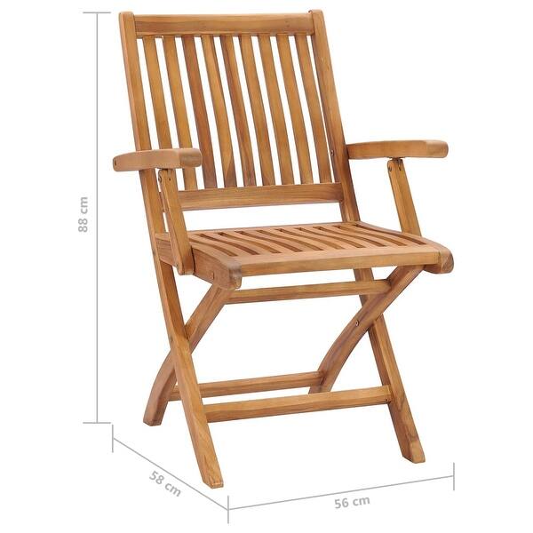 vidaXL Folding Patio Chairs with Cushions 4 pcs Solid Teak Wood Bed