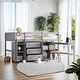 preview thumbnail 1 of 11, Multi-Functional Twin Size Low Loft Bed With Pull-Out Desk, Drawers, Cabinet, and Shelves, Superior Quality, Space-saving, Grey Grey