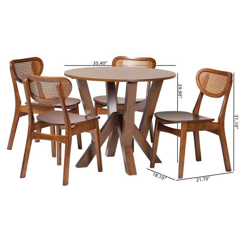 Crystal 5-Piece Dining Set - Mid-Century Modern Round Table and Chair Set for Dining Room, Kitchen, Apartment