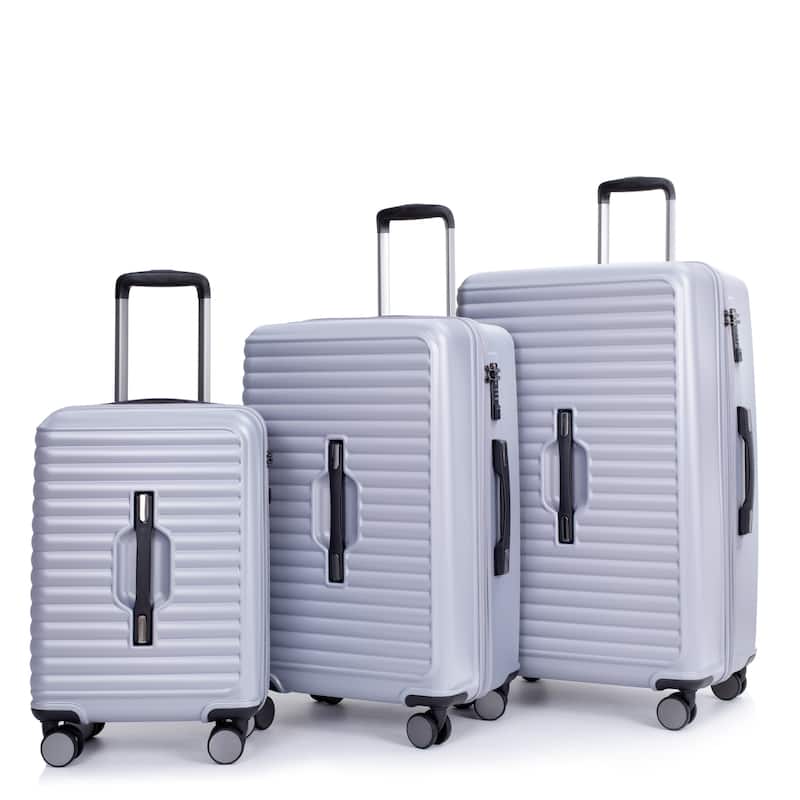 Gray 3 Piece Set Lightweight Suitcase for Long Travel, Hardside Carry ...