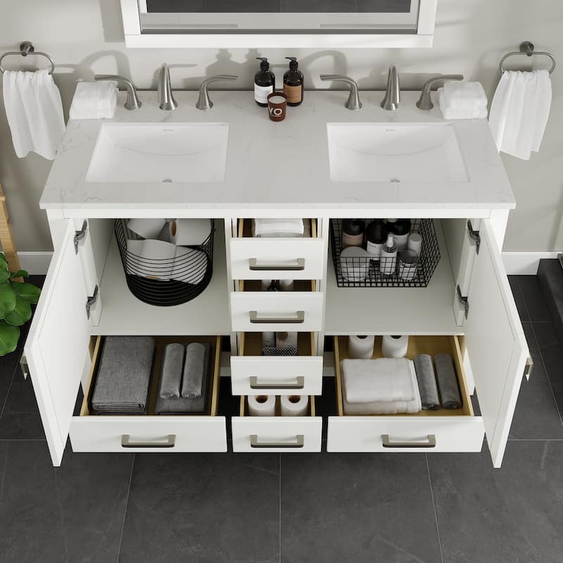 Aberdeen 48 in. Double Sink Vanity with Carrara Quartz Top & Undermount Sinks
