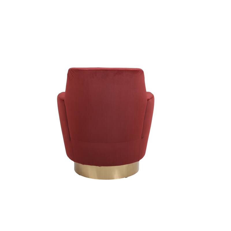 Velvet Swivel Barrel Chair with Gold Stainless Steel Base, High-Density Foam and 360° Rotation