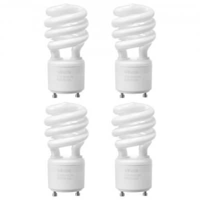 White Glass CFL Spiral Light Bulbs 13W GU24 Base 4-Pack Warm Light - 1.85 L x 1.85 W x 4 H in.
