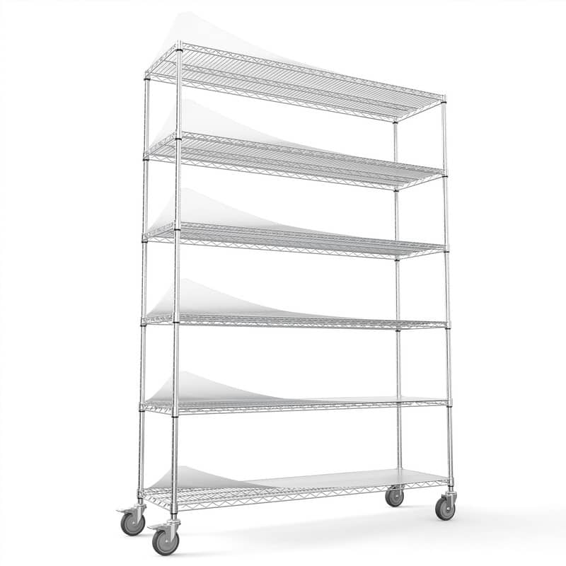 3/5/6-Tier Adjustable Heavy Duty Wire Shelving Unit with Wheels, Chrome/Black/White