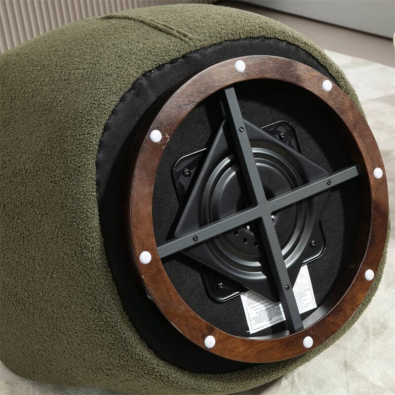 Upholstered Swivel Barrel Armchair with Storage and Metal Base