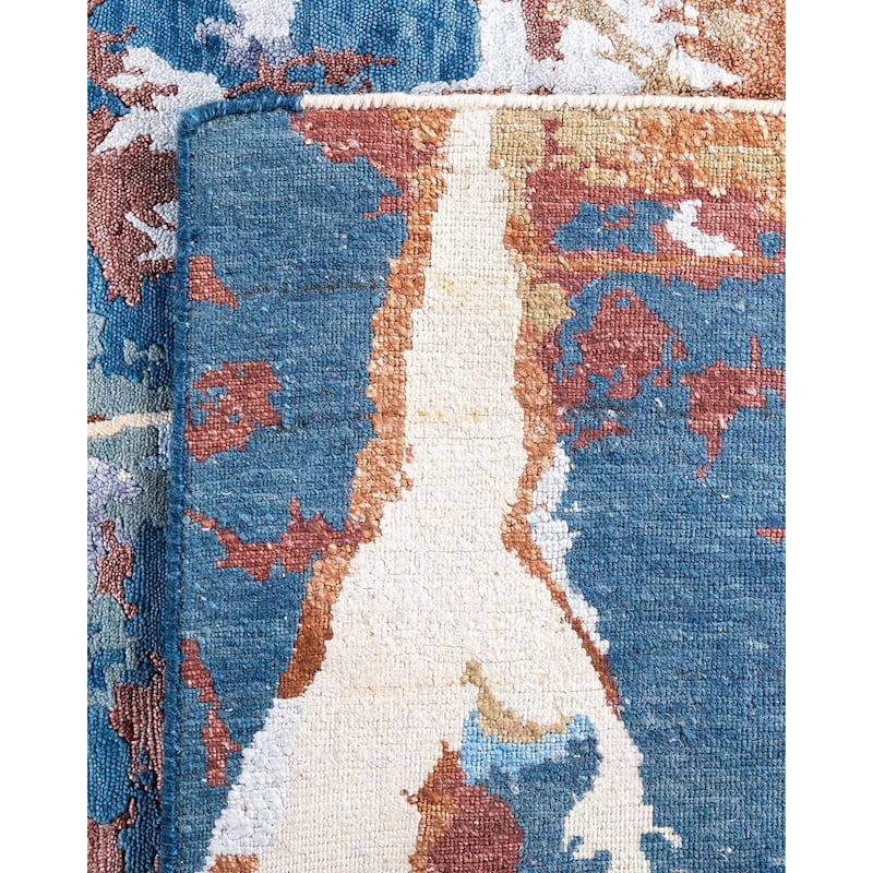 Modern One-of-a-Kind Hand-Knotted Area Rug - Gray, 8' 1" x 10' 3" - 8' 1" x 10' 3"