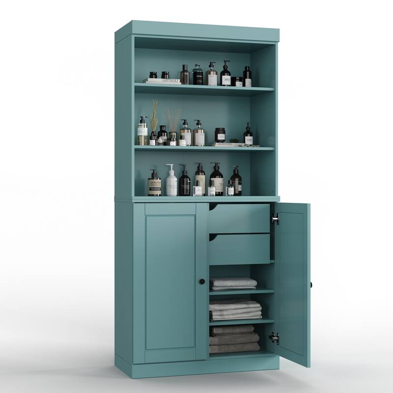 100% Solid Wood 32" Bathroom Cabinet with Optional Doors, 2-Drawers by Palace Imports