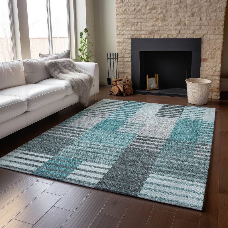 Premium Washable Super Soft Geo Stripe Mayfield Rug