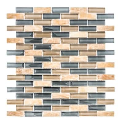The Tile Life Victory Brick 1x2 Ocean Sand Glass Backsplash Wall Tile