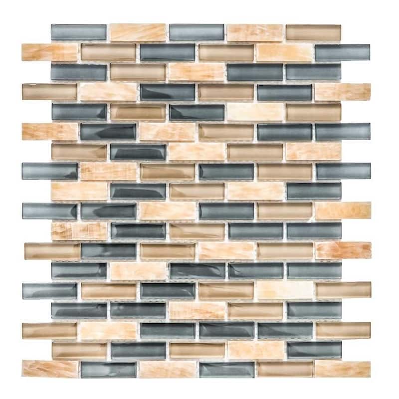 Victory Brick 1x3 Glass Linear Mosaic Tile - Wall, Backsplash - 1 Sheet (1 Sq. ft.) - Ocean Sand