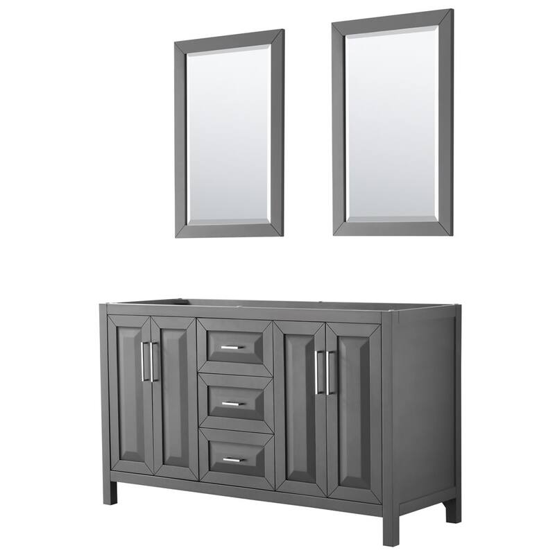 Wyndham Collection Daria 59" Double Free Standing Vanity Cabinet - - Dark Gray / Polished Chrome Hardware