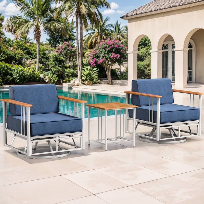 Gymojoy Patio Swivel Chairs with 6" Cushions Set of 2, 360° Swivel Rocking Outdoor Chairs for Porch, Poolside