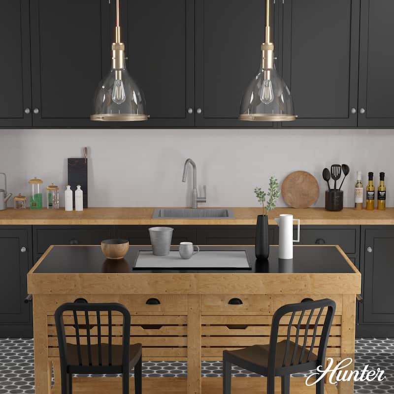 Hunter 13" Van Nuys 1 Light Pendant - Kitchen Island, Dining Room - Industrial, Modern, Transitional