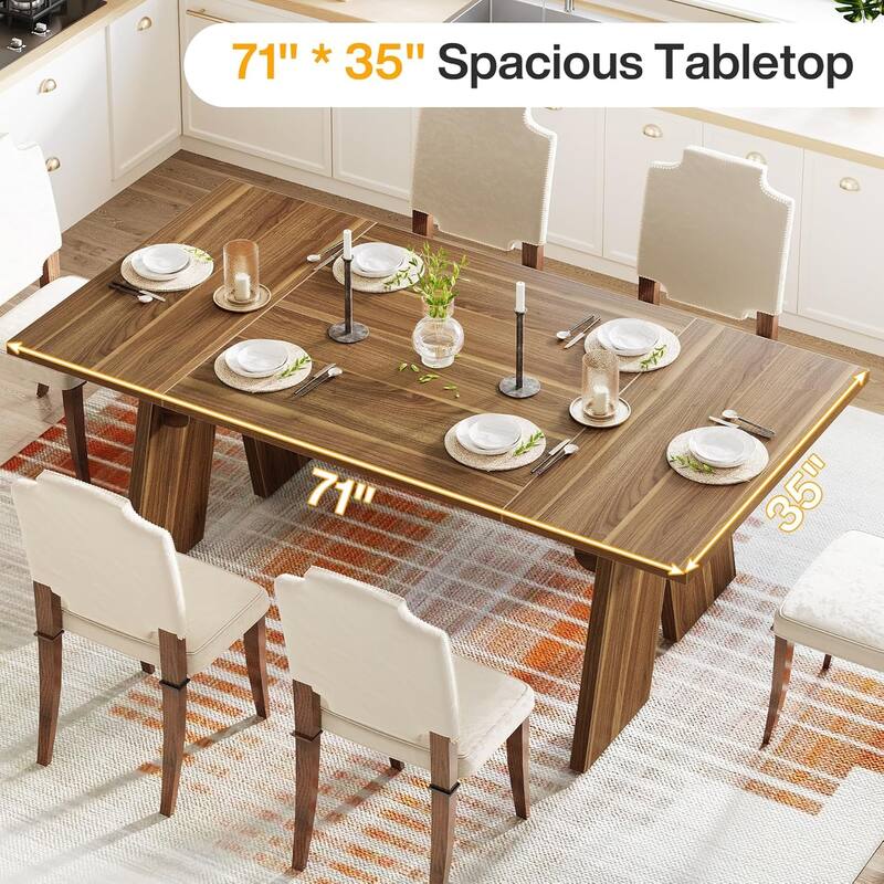 71" Large Farmhouse Dinning Table, Rectangular Dining Table for 6