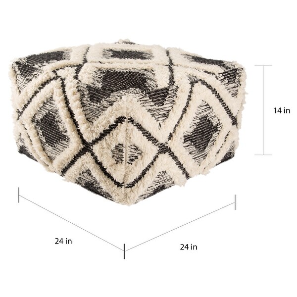 Nikki Chu Aaltos Black/ Ivory Geometric Square Pouf