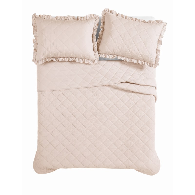 Truly Soft Crinkle Ruffle 3 Piece Quilt Set