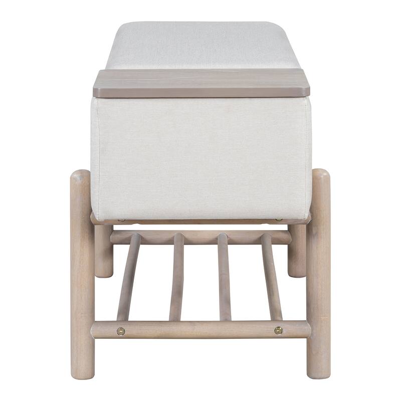 47.2" Farmhouse Upholstered Storage Bench with Hidden Compartment