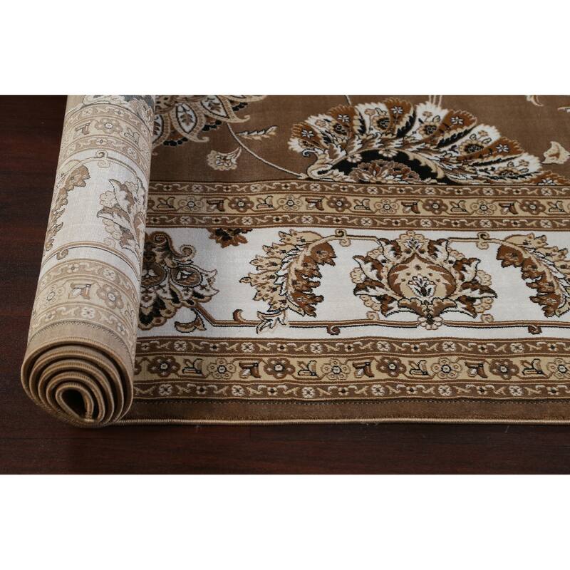 Brown Floral Traditional Tabriz Turkish Area Rug Oriental Carpet