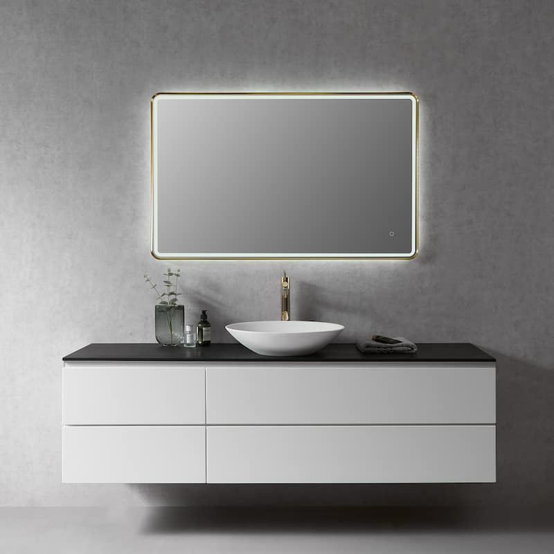Altair Viaggi Rectangle Framed LED Lighted Wall Mirror