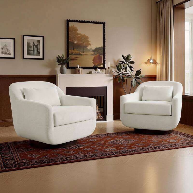 Modern Swivel Accent Chairs For Living Room - Set of 2 - Beige