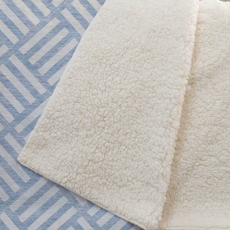 Premium Machine Washable Contemporary Geo Sherpa Throw Blanket