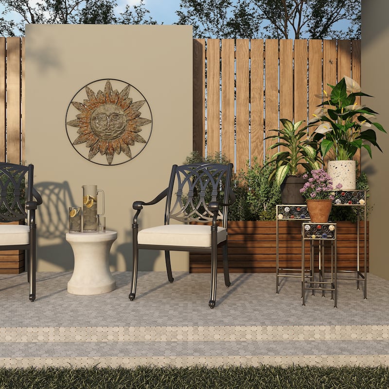 Black Metal 3 Tier Scroll Indoor Outdoor Plantstand with Colorful Jewels (Set of 3)