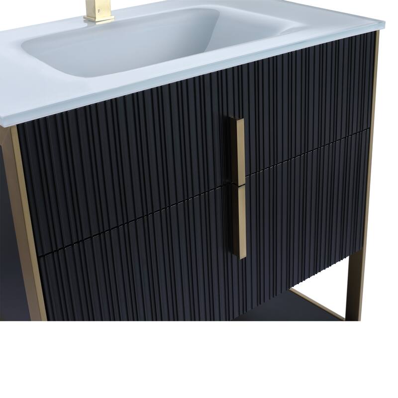 Fine Fixtures Serenity Modern Bathroom Vanity with White Glass Top