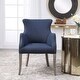 preview thumbnail 2 of 6, Uttermost Yareena 24-1/2" Wide Wood Framed Linen Wingback Chair - Denim Blue