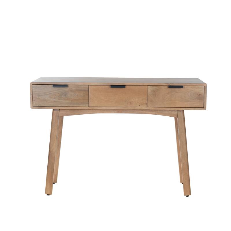 48" Mango Wood Console Table with 3 Drawers Mid-Century Style
