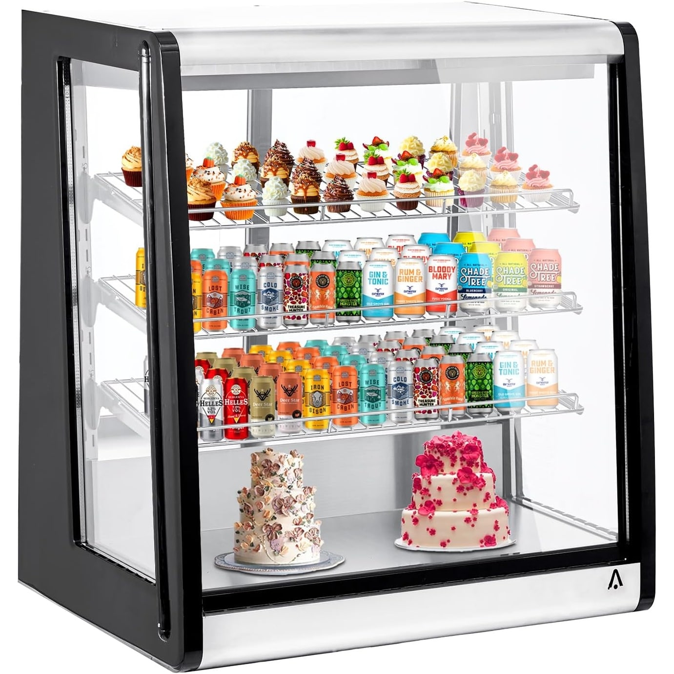 7 Cu.Ft Commercial Cake Display Fridge, Glass Door Pastry Cooler with Shelves