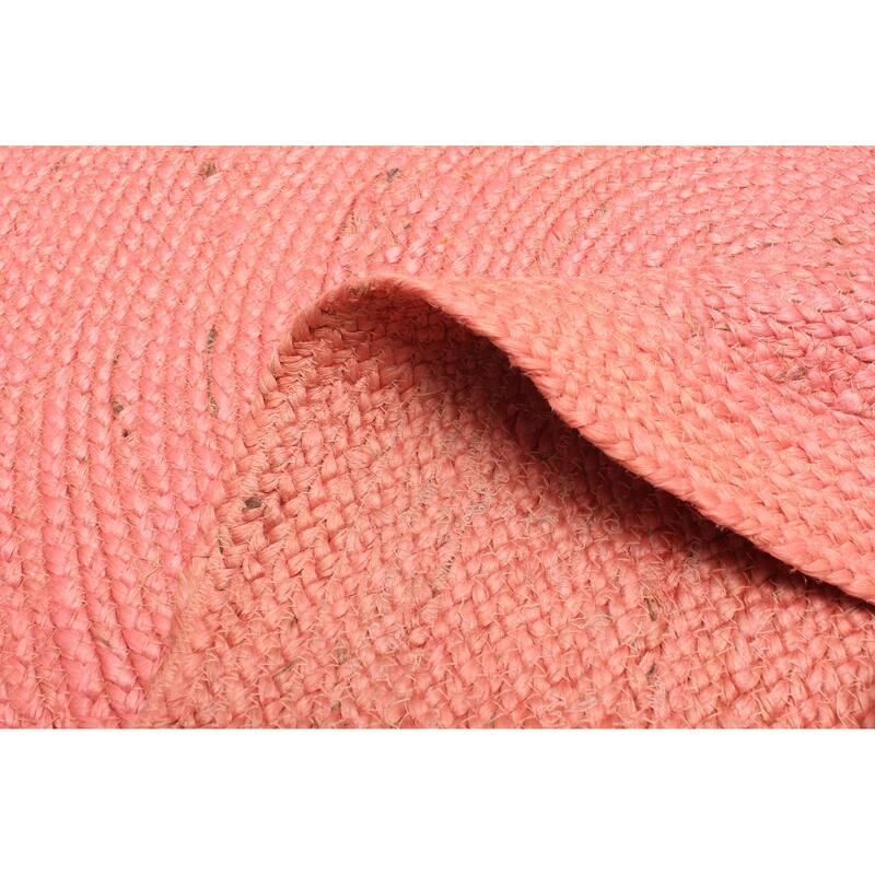 ECARPETGALLERY Braided Weave Palas Denizli Salmon Jute Rug - 3'3 x 3'3