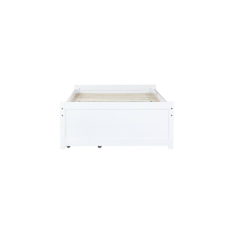 Solid Wood Twin Bed with 2 Drawers