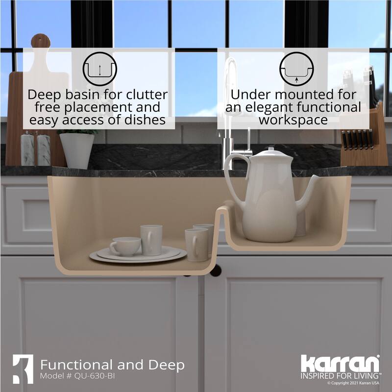 Karran Undermount Quartz Double-bowl Kitchen Sink