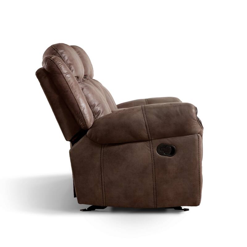 Verne Brown Manual Microsuede Glider Reclining Loveseat with Center Storage Console