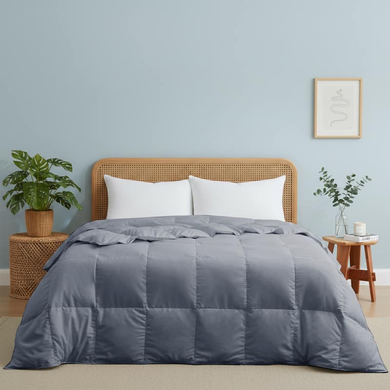 Lightweight Premium White Goose Feather Down Comforter Duvet Insert - California King - Lightweight Dark Gray