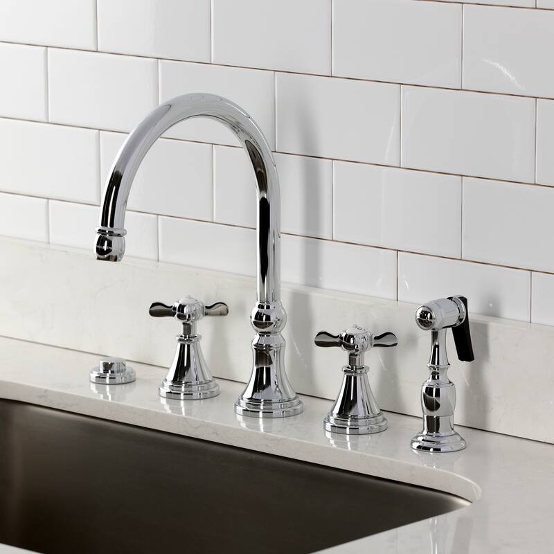 Kingston Brass Essex Double-Handle Wall-Mount Pre-Rinse Bridge Kitchen Faucet