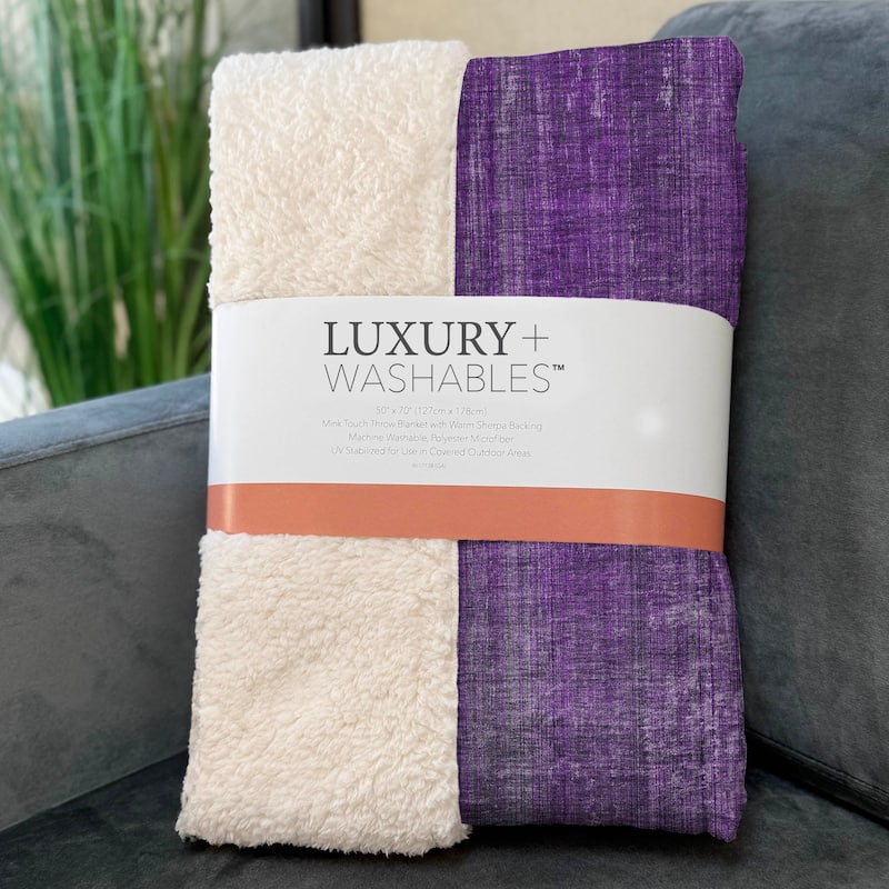 Premium Machine Washable Ombre Solid Sherpa Throw Blanket