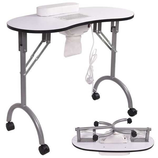 Shop Costway White Folding Portable Vented Manicure Table Shop Costway White Folding Portable Vented Manicure Table