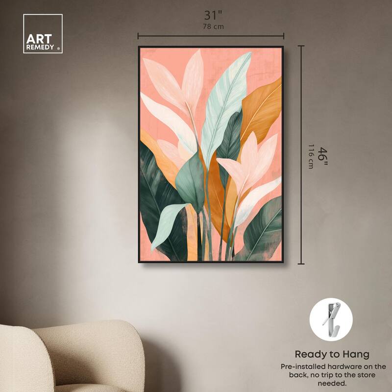 Peach and Palm Canvas by Art Remedy