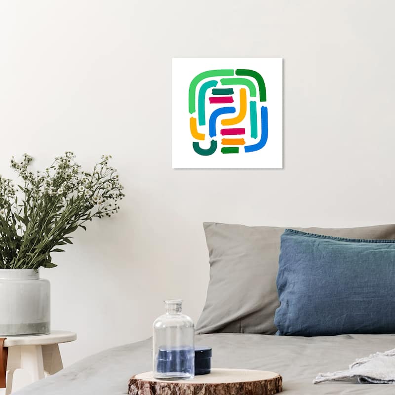 Wynwood Studio Canvas Abstract Colorful Raceway Green and Modern & Contemporary Wall Art Canvas Print - 12 x 12