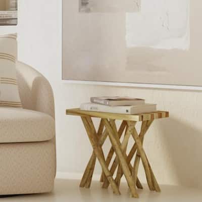 Solid Teak Wood Stump Accent Stick Table by East at Main
