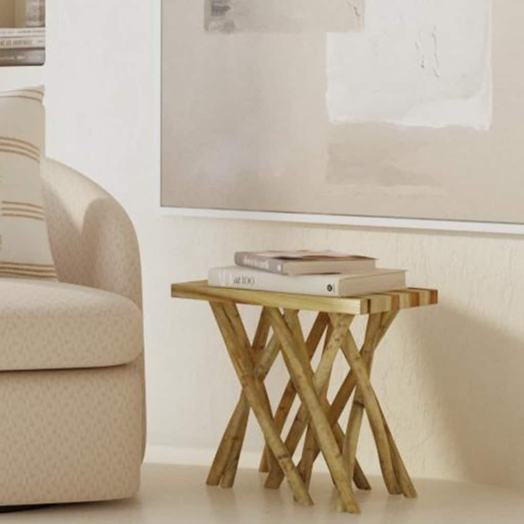 Solid Teak Wood Stump Accent Stick Table by East at Main