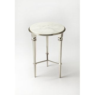Handmade Darrieux White and Silvertone Iron and Aluminum End Table (India)