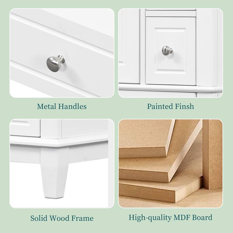 24" Freestanding Bathroom Vanity with Sink - Ceramic Top, Drawers & Shelves, MDF & Solid Wood Base, for Small Bathrooms