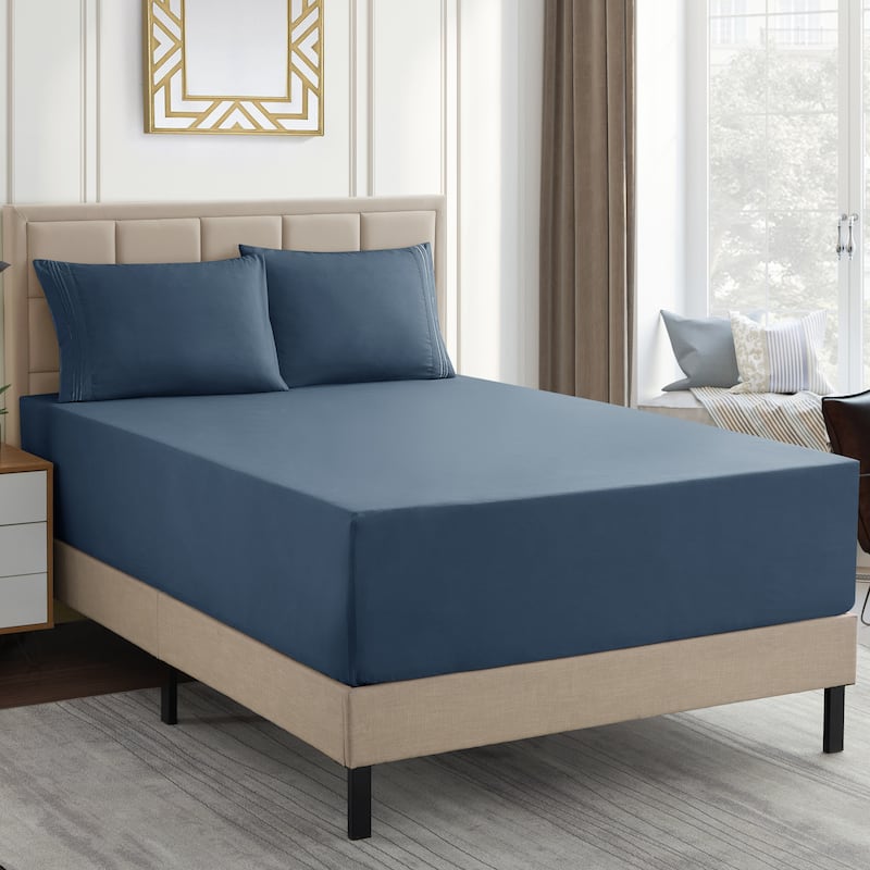 Sweet Home Collection 18"-24" Extra Deep Pocket, Double Brushed Microfiber Sheet Set - California King - Denim