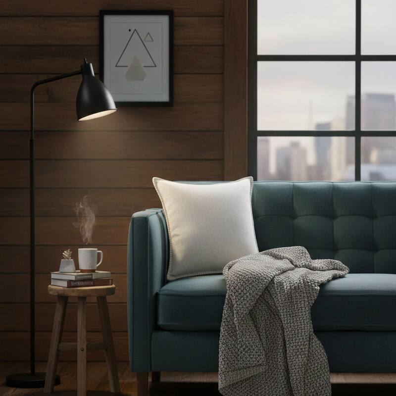 Textured Throw Pillow with Stitched Contrast Edge Set of 2