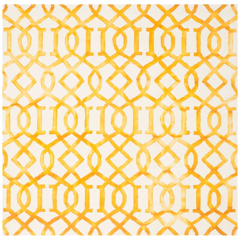 SAFAVIEH Handmade Dip Dye Urbana Watercolor Vintage Boho Wool - 7' x 7' Square - Ivory/Gold - Square/Runner
