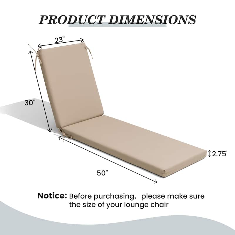 Outdoor Patio Chaise Lounge Cushion with Sunbrella
