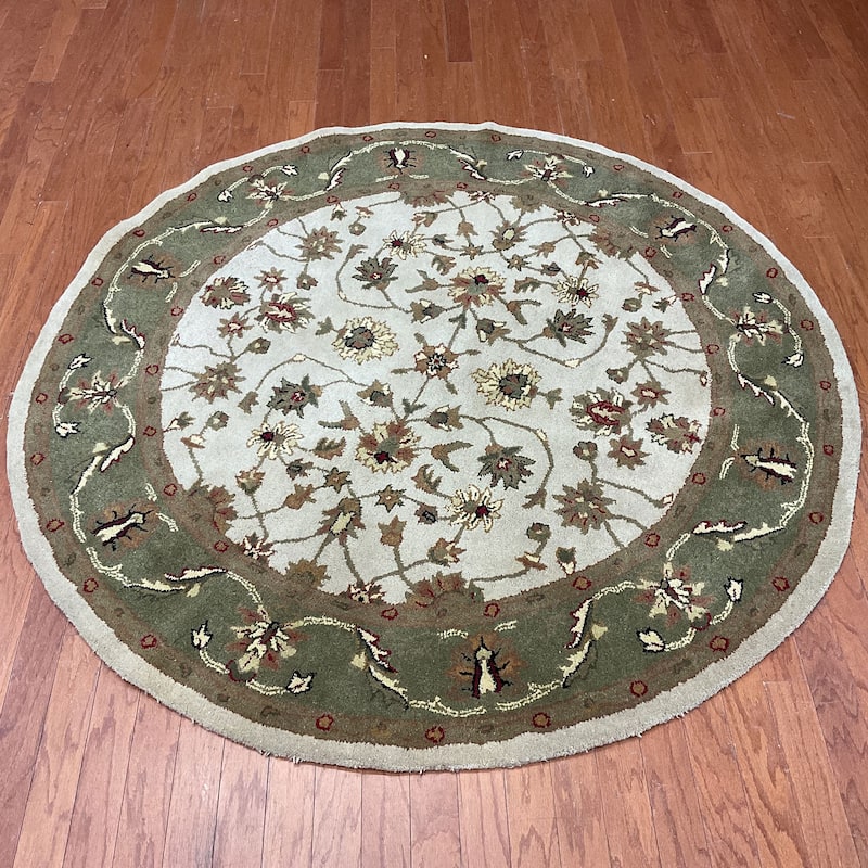HERAT ORIENTAL Handmade Mahal Wool Rug Collection - 6' Round - Olive